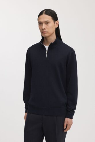 Der Merino-Pullover mit halbem Reißverschluss