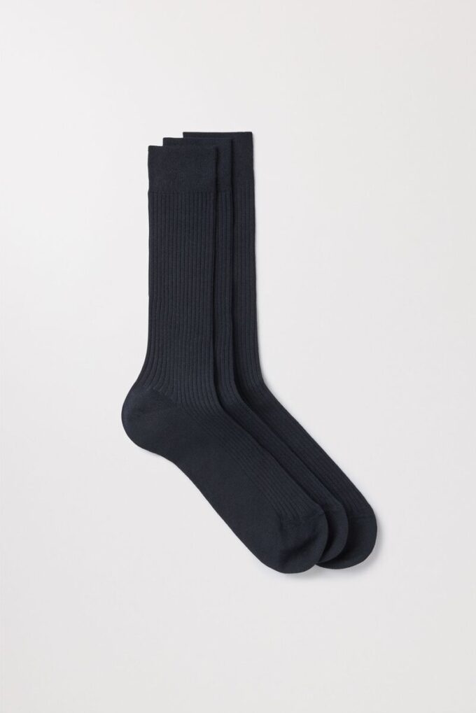 Die gerippten Baumwollsocken im 3er-Pack