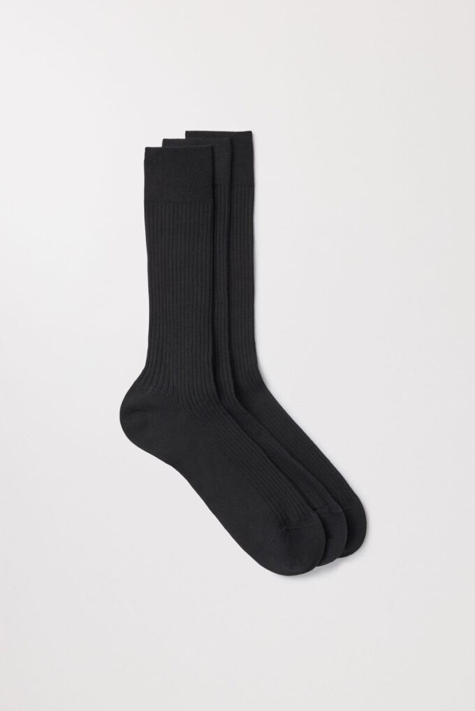 Die gerippten Baumwollsocken im 3er-Pack