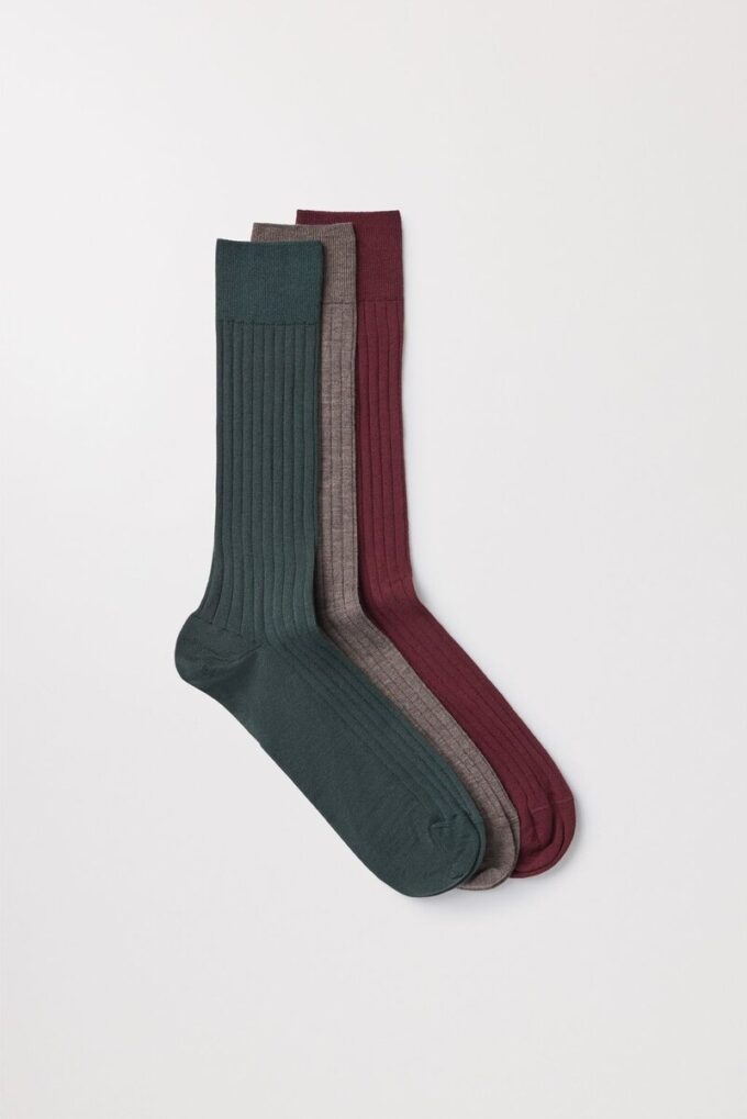 Die gerippten Merino-Socken im 3er-Pack Die gerippten Merino-Socken im 3er-Pack